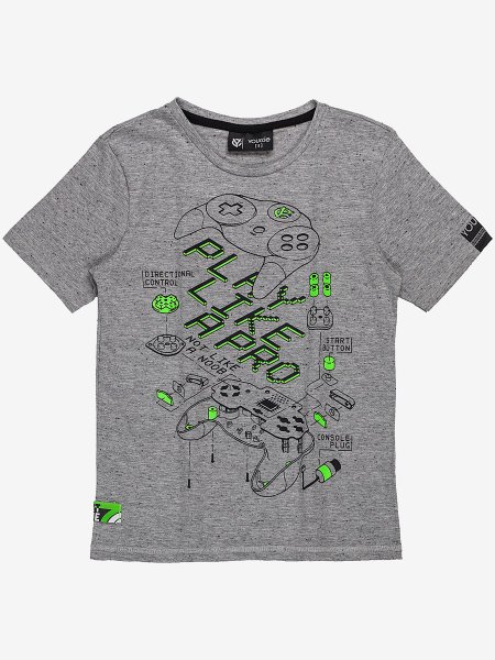 camiseta infantil masculina cinza play like youccie