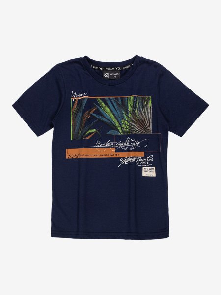 camiseta infantil masculino folhagem azul marinho youccie