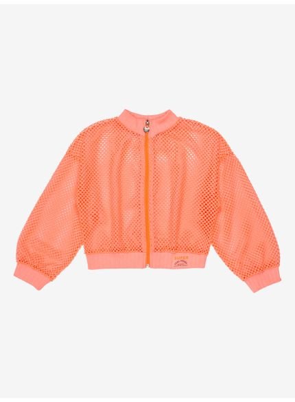 jaqueta infantil menina telinha laranja neon momi