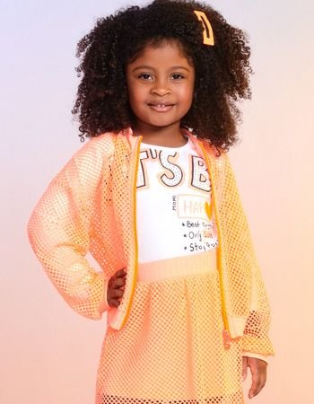 jaqueta infantil menina telinha laranja neon momi f9836
