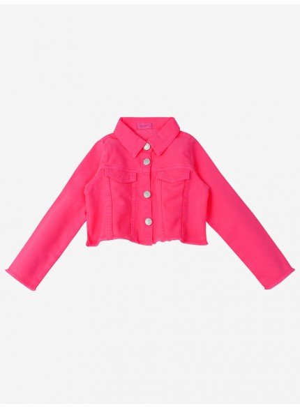 jaqueta infantil feminina rosa pink de sarja momi