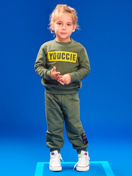 conjunto infantil masculino de moletom verde militar youccie