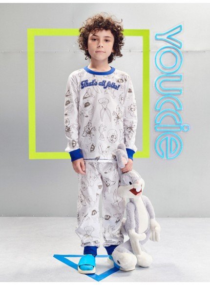 pijama infantil menino looney tunes branco